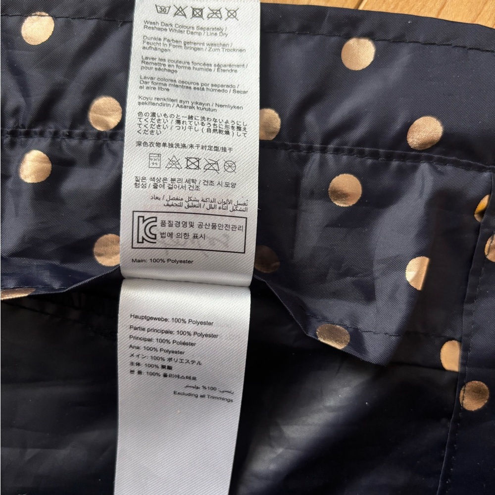 Joules Navy and Rose Gold Polka Dot Raincoat - Picture 9 of 10